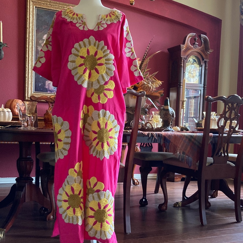Frances Valentine Pink and Yellow Floral Maxi Dress